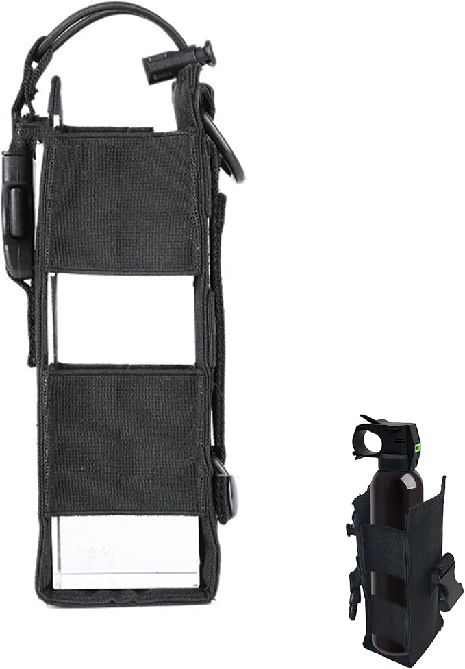 Bear Spray Holster for 7.9, 9.2 & 10.2 oz Canisters ??Heavy-Duty Black Nylon Pouch with Quick Release Buckle & Elastic Cord, Secure Fit for Hiking, Camping, Hunting, Outdoor Carry (Spray Not Included)