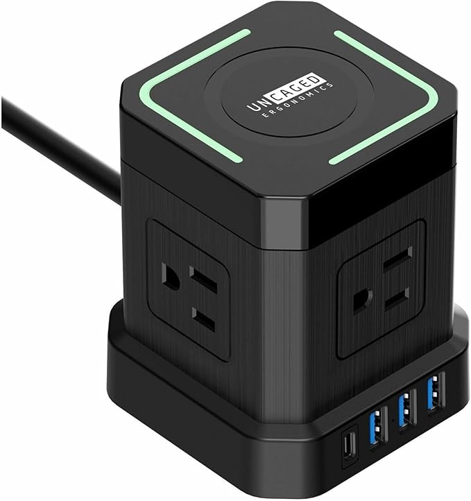 Uncaged Ergonomics Wireless Charger Cube Power Strip