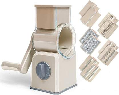Rotary Cheese Grater with Hand Crank, and Grating Cheese, Vegetables, and Fruit
