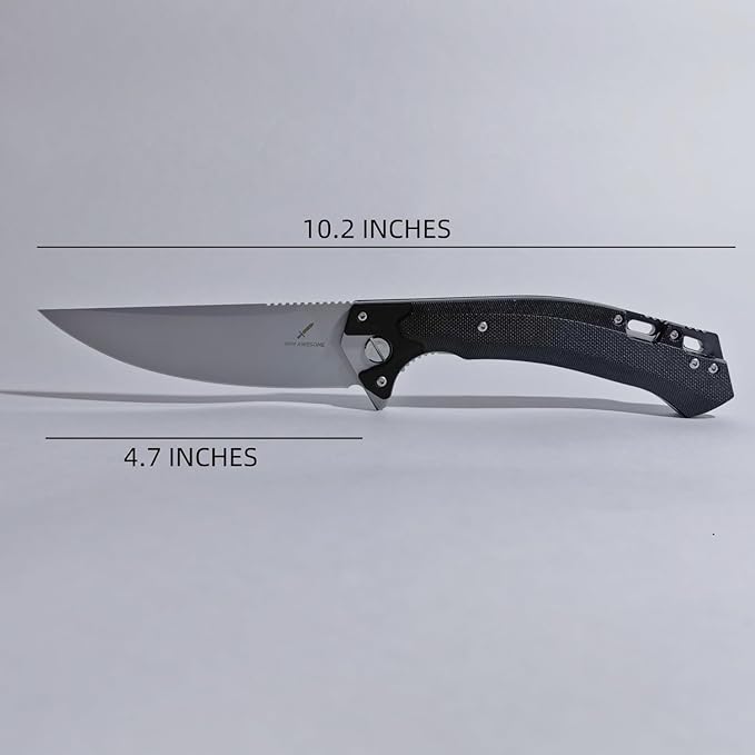10 Inches Tactical Folding Knife - Multi-Functional Survival Knife for Camping, Hunting, Fishing, Hiking | Outdoor & Emergency Preparedness Tool (GRAY)