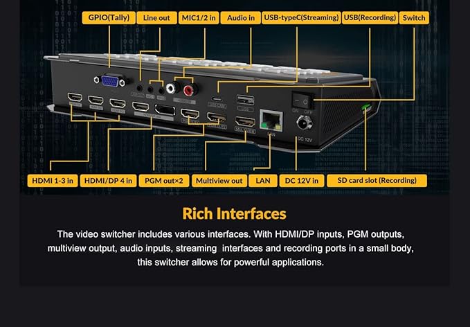 AVMATRIX HVS0401E Video Switcher Mixer 4 Channel SDI HDMI Inputs 2 Channel PGM
