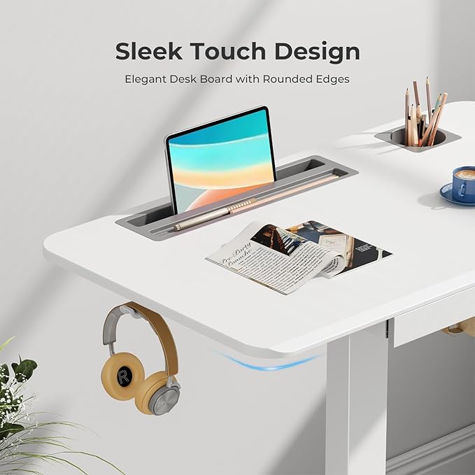 Mobile Standing Desk with Drawer, Portable Laptop Cart on Wheels, Height