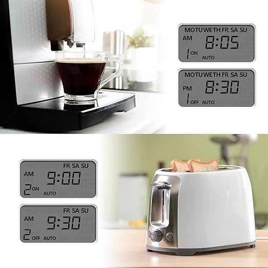 BN-LINK Indoor Digital Timer Outlet, Single Outlet 7 Day Programmable Light