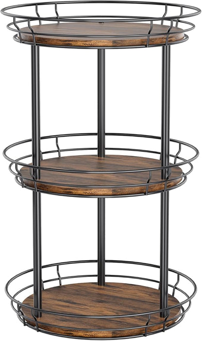 LAMU 10'' Lazy Susan Turntable Organizer, 3 Tier Round Rotating Spice Rack