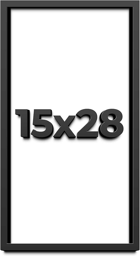 15x28 Shadow Box Frame Black | 1 Inch Deep Solid Wood Shadowbox Display Frame |