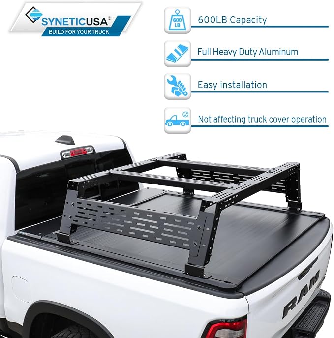 Syneticusa AR Automatic Retractable Truck Bed Cover with R3 Rack for Ford F-150 2004–2026 | 5.5' (67”) Short Bed | Aluminum Hard Retractable Tonneau Cover | Easy Installation | Waterproof, Low-Profile