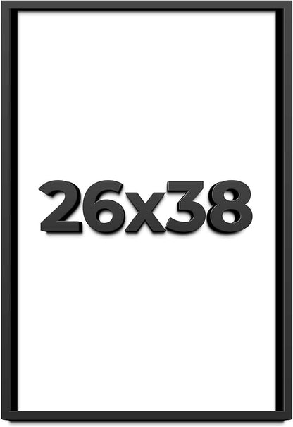 26x38 Shadow Box Frame Black | 1 Inch Deep Solid Wood Shadowbox Display Frame |