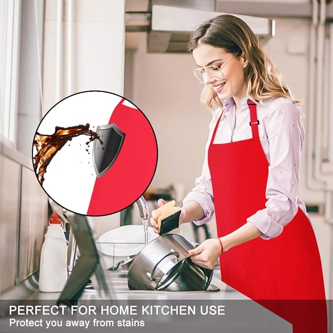 Jubatus 1 Pack Bib Aprons with 2 Pockets Cooking Chef Kitchen Apron