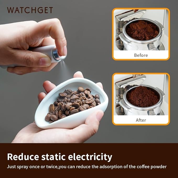 watchget Coffee Bean Dosing Cup & Static Reduction Spray Bottle Kit