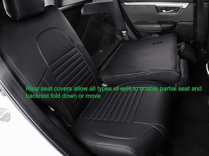 EKR CRV Car Seat Covers Custom Fit for Honda CRV 2012 2013 2014 LX,Leather Truck Seat Cover for SUV Full Set,Waterproof Car Seat Cushion, Faux Leather (Black)