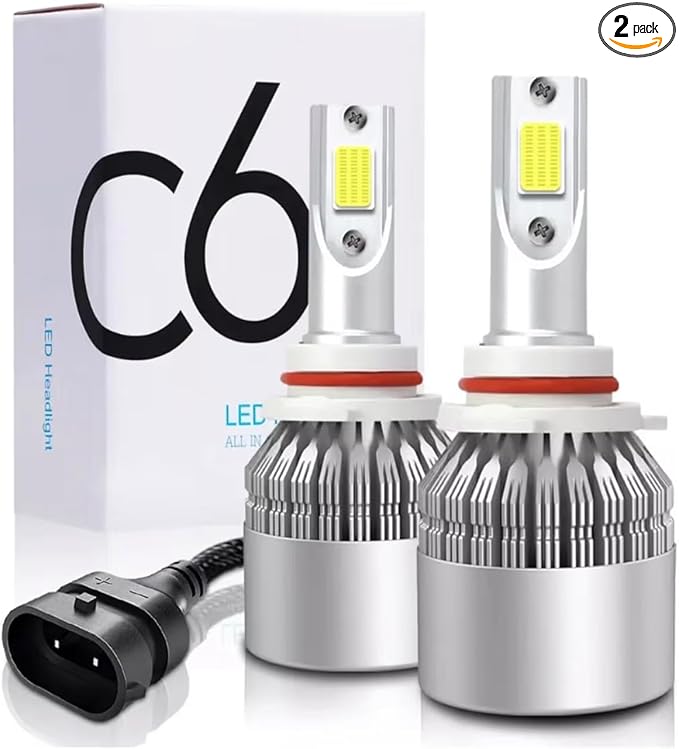 2PCS H8/H9/H11/9006/9005/H7/H4/H13/9007/9004 Car LED Light, 6000K 3800LM Super Bright High and Low Beam Bulb C6 LED Fog Light Headlight Bulb Replacement, Plug & Play, Car/trucks (9006/9012/HB4)