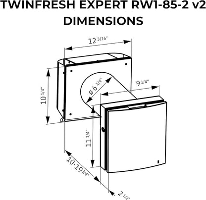 VENTS-US TwinFresh Expert RW1-85-2 V.2 Ductless Through the Wall Ventilation Fan