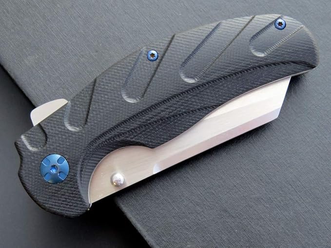 Eafengrow EF932 Pocket Knife G10 Handle D2 Steel Blade Knife with Ball Bearing Safe Open Flipper Knife for Camping Survival Hiking (black)