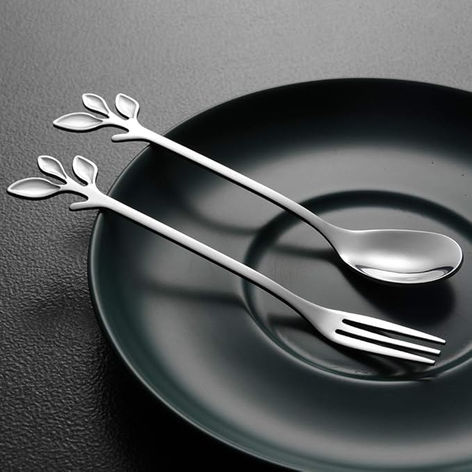 AnSaw Elegant Silver Leaf Coffee Spoons