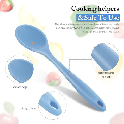 Shappy 4 Pieces Silicone Cooking Spoons 10.6 Inch Heat Resistant Kitchen Spoons
