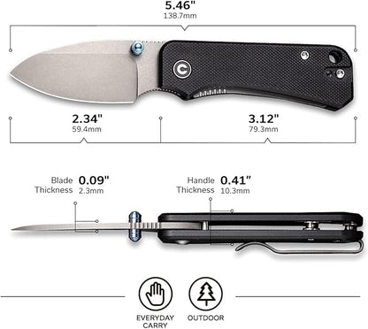 CIVIVI Baby Banter Pocket Folding Knife for EDC, 2.34" Blade Small Knife with Titanium Thumb Stud Opener C19068S-1