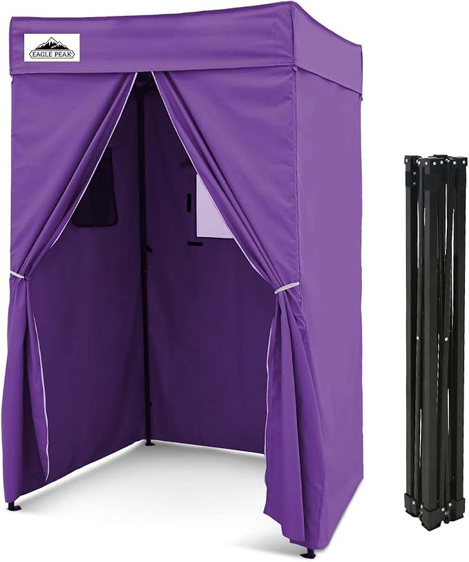 EAGLE PEAK Flex Compact 4x4 Pop-up Canopy Changing Room, Portable Privacy Dressing Room for Indoor Fashion Photoshoots, Camping, or Pool, Purple