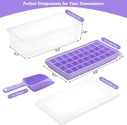 Silicone Ice Cube Tray with Leak-Proof Lid & Storage Bin