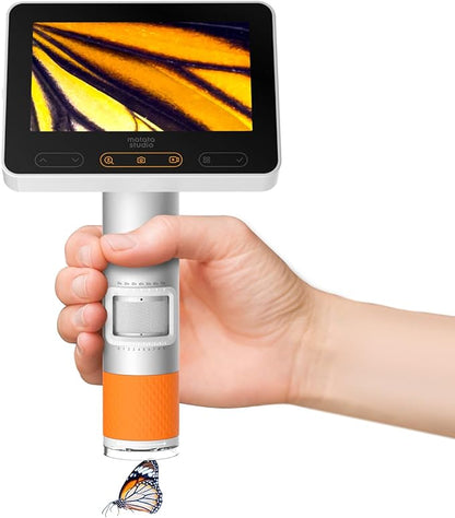 MX2-A Handheld Microscope for Kids, Portable Digital Microscope 100-1600X with 4.3-inch 1080P LCD Screen, MatataStudio Wireless USB Educational Microscopes for Kids & Adults