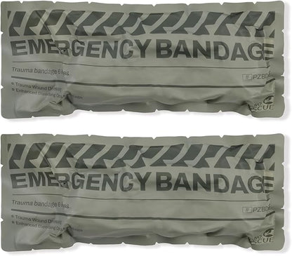 RHINO RESCUE 6" Israeli Style Emergency Bandage, Compression Trauma Wound Dressing, Medical Sterile Vacuum Sealed, Combat Tactical First Aid Kit IFAK Supplies, 2 Count
