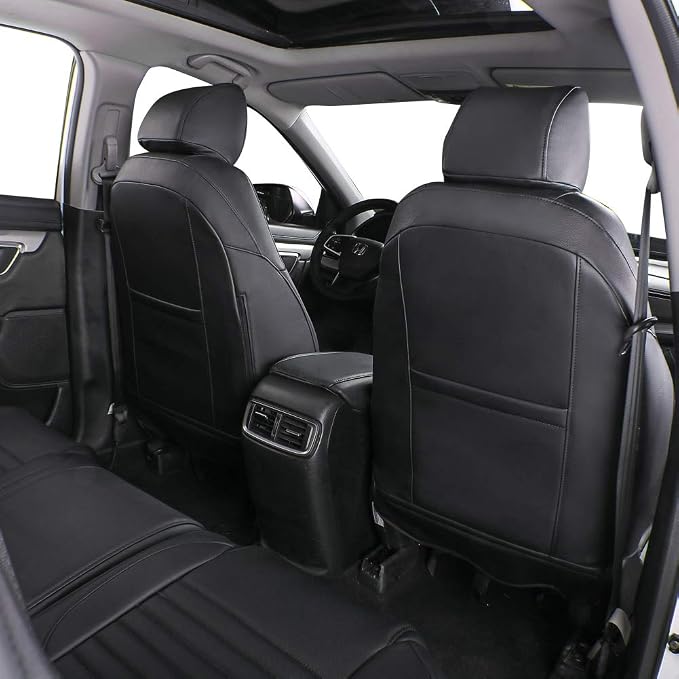 EKR CRV Car Seat Covers Custom Fit for Honda CRV 2012 2013 2014 LX,Leather Truck Seat Cover for SUV Full Set,Waterproof Car Seat Cushion, Faux Leather (Black)