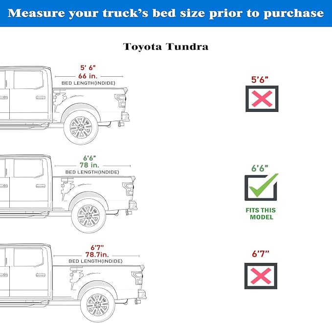 Toptiny Low Profile Hard Folding Truck Bed Tonneau Cover Fits 2022-2026 Toyota Tundra 6'6" Bed (78.7")