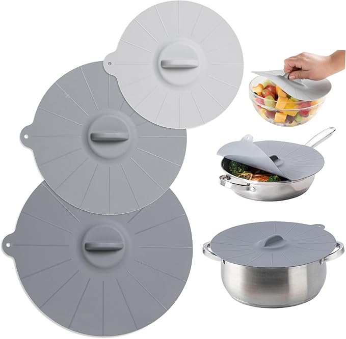 HIC Kitchen Cooking and Storage Lids, High-Heat Silicone