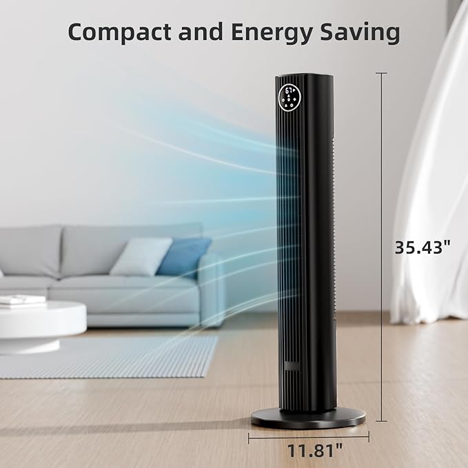 Antarctic Star Tower Fan Portable Floor Fans 85°Oscillating Fan Quiet Cooling