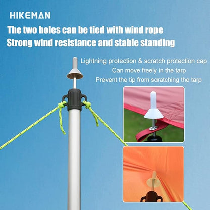 HIKEMAN Tent Poles Camping Poles for Tarp Awning Canopy Porch Sun Sails Tarpaulin Headroom Aluminium Adjustable Telescoping