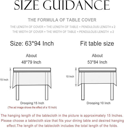 patdrea Designer Green Long Table Cloth for Rectangle Table,Vintage Linen Leaves Pattern Tablecloth,Floral Decor Cover for Kitchen Dining Christmas,Tea Party,Thanksgiving,63"x94"-Cecilia a