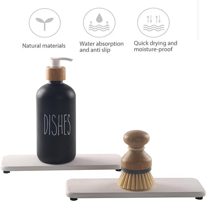 NiuYichee 2 Pcs Water Absorbing Stone Trays, Kitchen/Bathroom Sink Soap Dish