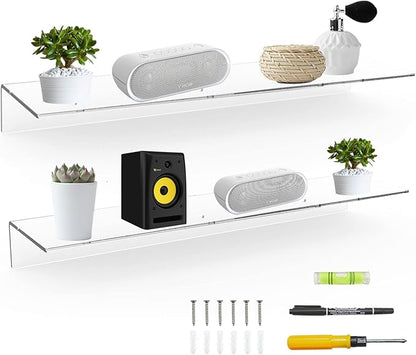 24 Inches Clear Floating Shelves