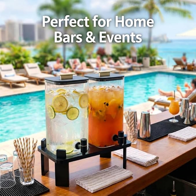 2 PCS 3 Gallon Drink dispenser, Glass Beverage Dispenser