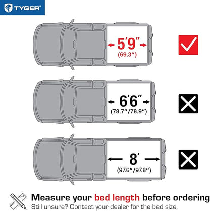 Tyger Auto T1 Soft Roll-up Truck Bed Tonneau Cover Compatible with 2007-2013 Chevy Silverado GMC Sierra 1500 (NOT FIT 2007 Classic) | 5'9" (69") Bed | TG-BC1C9003