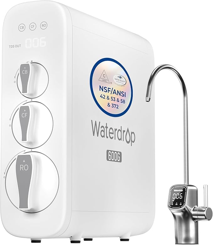 Waterdrop G3P600 Reverse Osmosis System, 8 Stage Tankless Reverse Osmosis Water