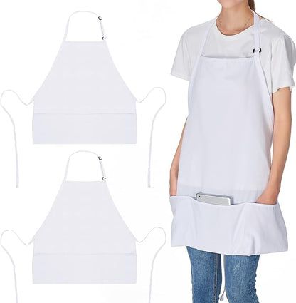 Jubatus 2 Pack 3 Pockets Adjustable Bib Apron Chef Kitchen Cooking Aprons