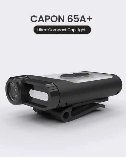 Claymore Capon 65A+ Black Ultra-Light Clip-On Cap Light ??USB-C Rechargeable 230LM LED Compact Headlamp | 3 Modes IP54 Water-Resistant Up to 19 Hrs Runtime for Camping, Running, Outdoor