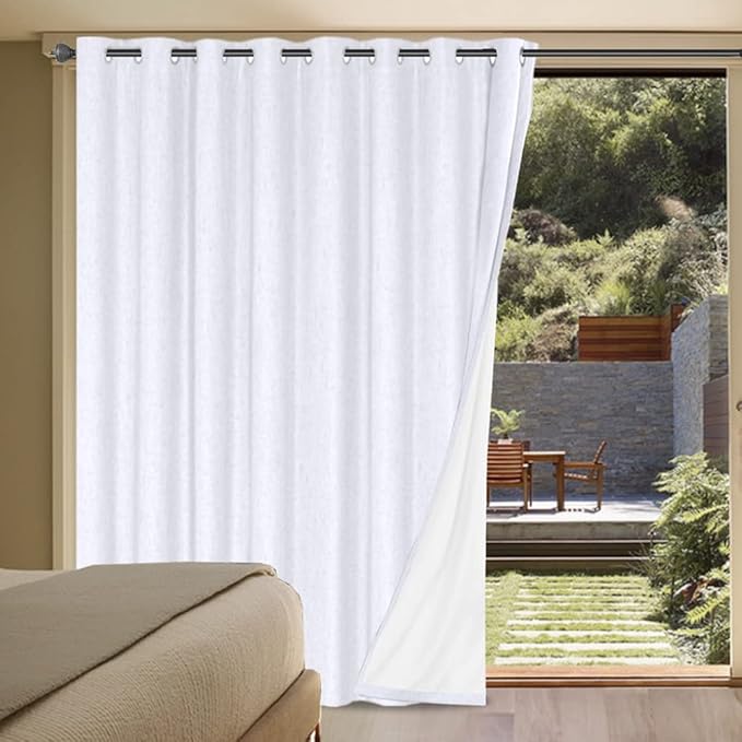 H.VERSAILTEX White Linen Blackout Curtains Durable Thick Textured Linen Look