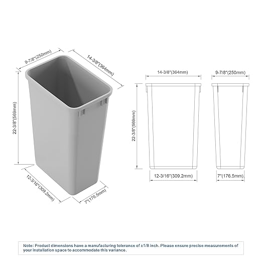 Dowell 50Qt Wastebasket Trash Can Garbage Container,