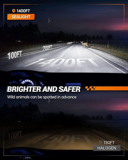 SEALIGHT H11 Light Bulbs, 30000LM 700% Brighter Fog Light with Turbo Fan,5 Mins Quick Installation, IP67 Waterproof Bulbs Pack of 2