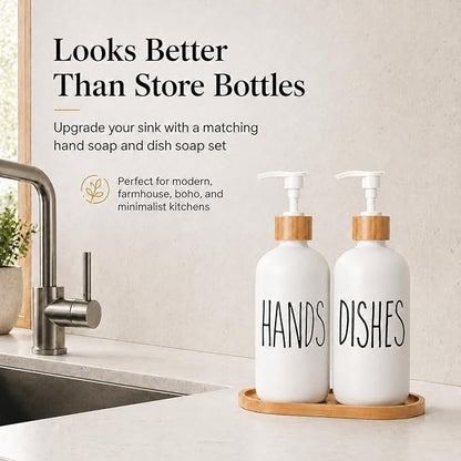 Dish Soap Dispenser for Kitchen Sink.Glass Hand Soap Dispenser, Modern
