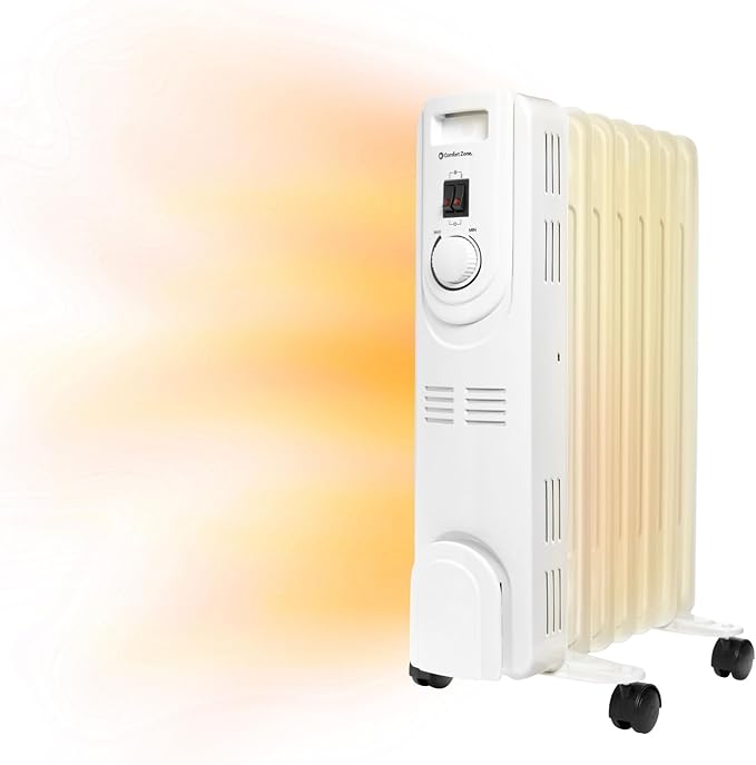 Comfort Zone Electric Oil-Filled Radiant Radiator Space Heater, Never Refill