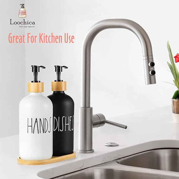 LOOCHICA 2 Pack Glass Soap Dispenser Set