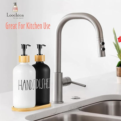 LOOCHICA 2 Pack Glass Soap Dispenser Set