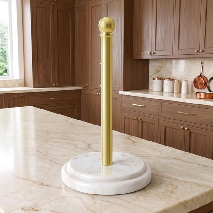 KES Brushed Gold Marble Paper Towel Holder Countertop