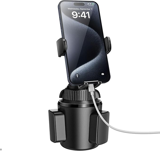 APPS2Car Universal Car Cup Phone Holder | Quick Extension Long Arm | 360° Swivel | Adjustable for iPhone, Samsung, Google, and All Smartphones | Stable & No Shake Design