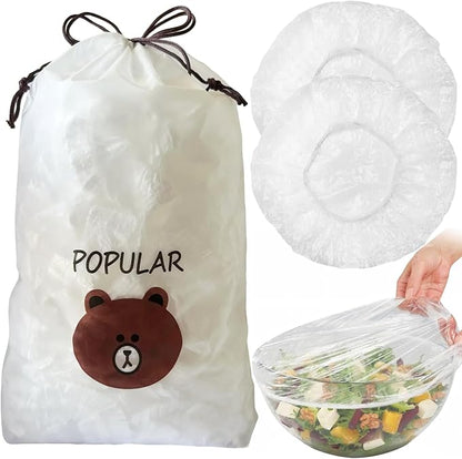 300pcs Plastic Bowl Covers Food Cover, Food Fresh Keeping Bags Elastic Reusable