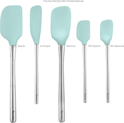Tovolo Stainless Steel Handled Silicone Spatula Set of 5, Dishwasher Safe