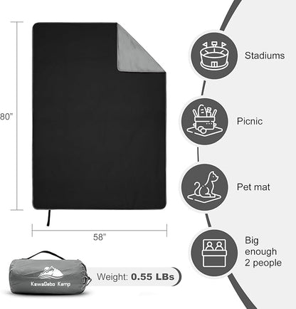 Fleece Waterproof Outdoor Blanket - Windproof Stadium Blanket for Camping, Picnics, and Sports Stay Dry and Comfortable 80"x 58"(Gray)