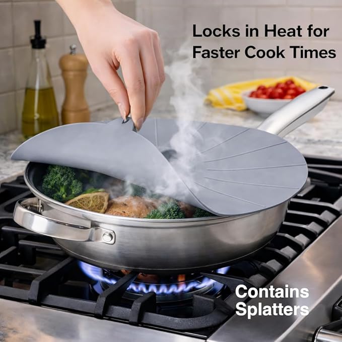 HIC Kitchen Cooking and Storage Lids, High-Heat Silicone
